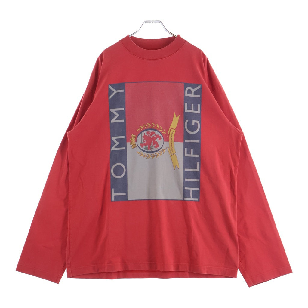 VETEMENTS(ヴェトモン) 18SS ×TOMMY HILFIGER オーバーサイズ フロントプリント ロゴ刺繍 クルーネック長袖Tシャツカットソー レッド MSS18TR45