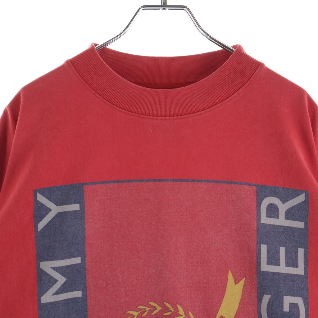 VETEMENTS(ヴェトモン) 18SS ×TOMMY HILFIGER オーバーサイズ フロントプリント ロゴ刺繍 クルーネック長袖Tシャツカットソー レッド MSS18TR45
