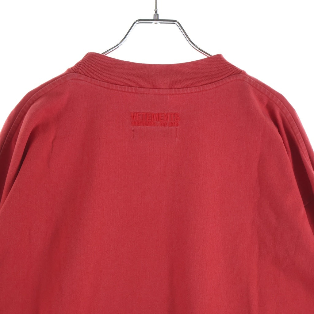 VETEMENTS(ヴェトモン) 18SS ×TOMMY HILFIGER オーバーサイズ フロントプリント ロゴ刺繍 クルーネック長袖Tシャツカットソー レッド MSS18TR45
