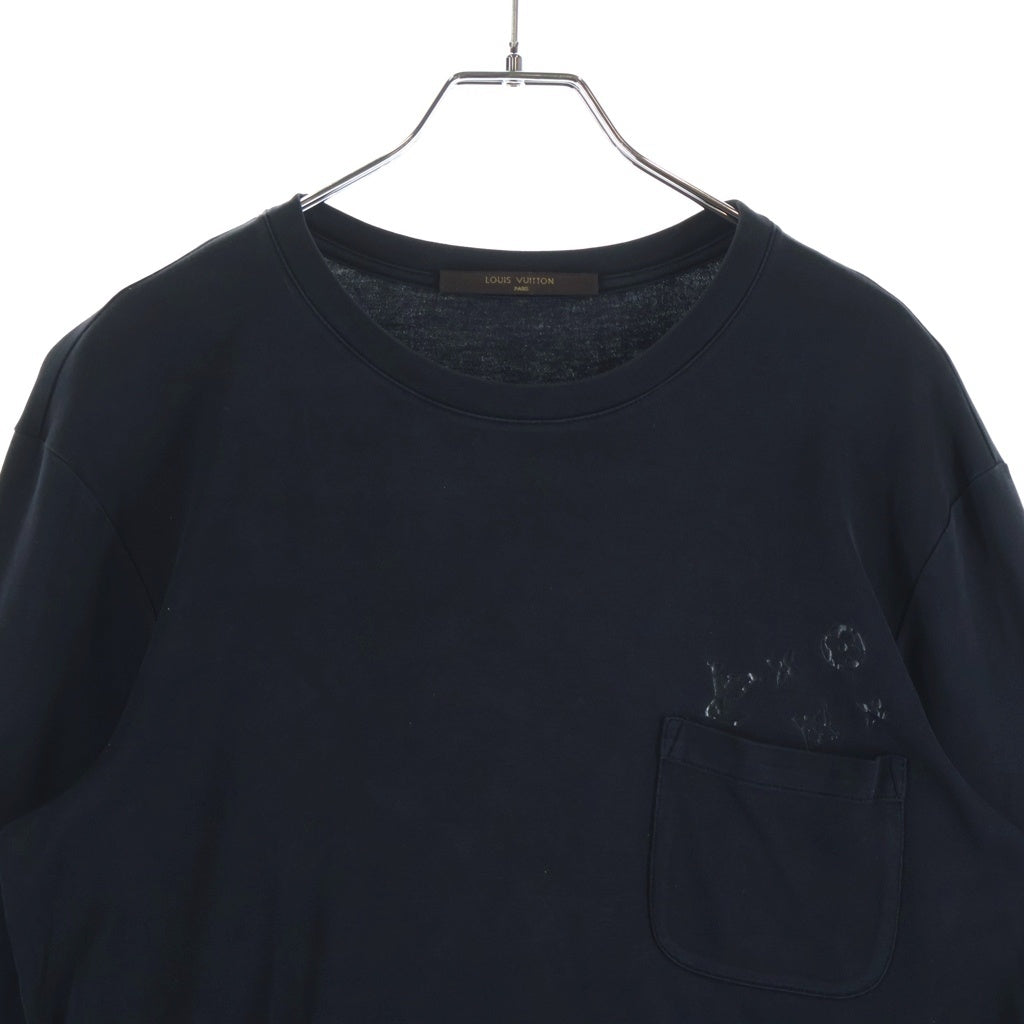 LOUIS VUITTON(ルイヴィトン) モノグラム ポケット ロゴプリント クルーネック長袖Tシャツカットソー ブラック