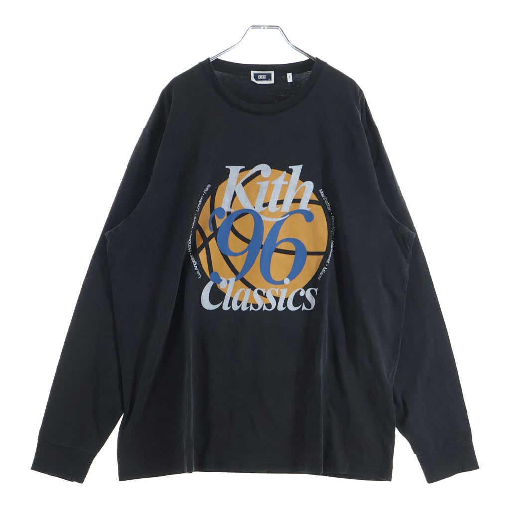 KITH(キス) 22SS 96 Classics Vintage Tee 96クラシック ヴィンテージ加工 クルーネック長袖Tシャツカットソー ロングスリーブ ロンT ブラック KHM030252
