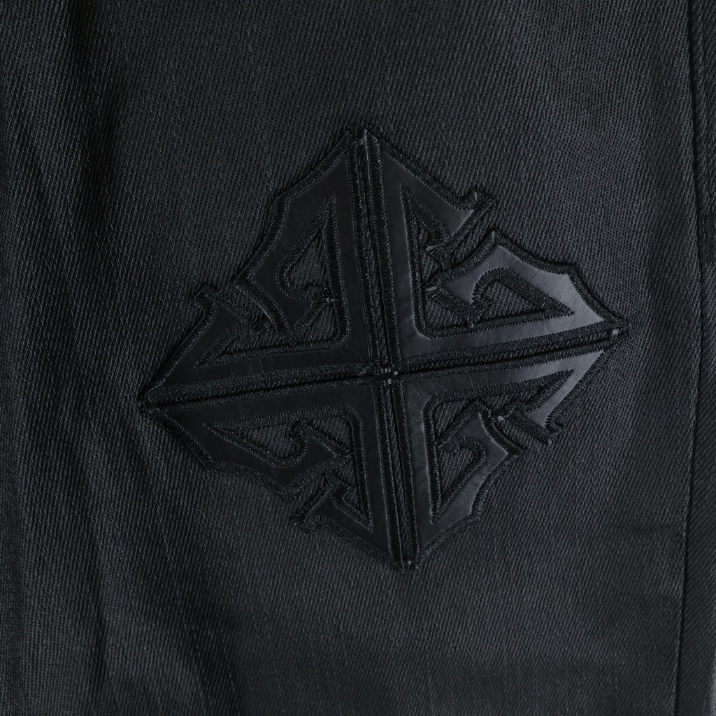 GUAPI(グアピ) obsidian black icon flared denim アイコンスタック フレアパンツ ブラック