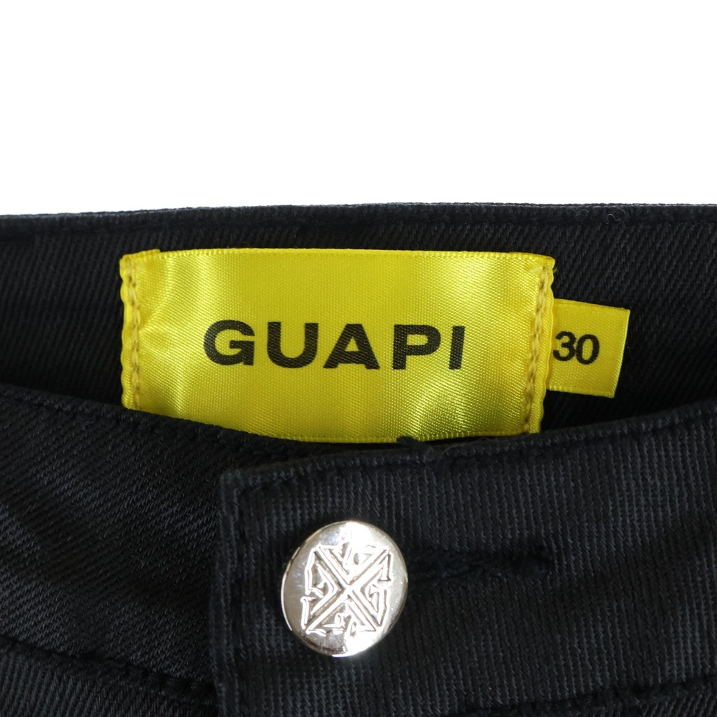 GUAPI(グアピ) obsidian black icon flared denim アイコンスタック フレアパンツ ブラック