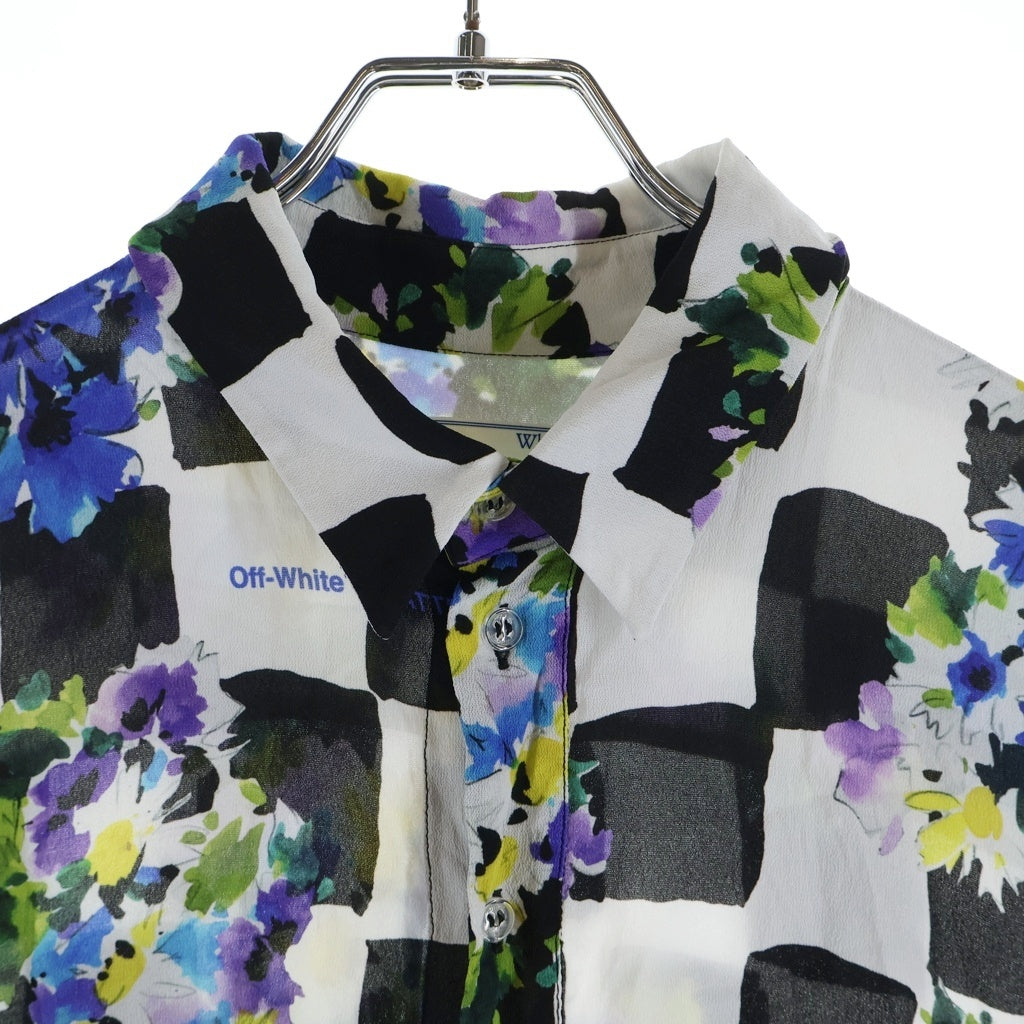 OFF-WHITE(オフホワイト) Checker Flower Print S/S Shirt チェッカー フラワープリント 半袖シャツ 総柄 マルチカラー OMGA171S21FAB001