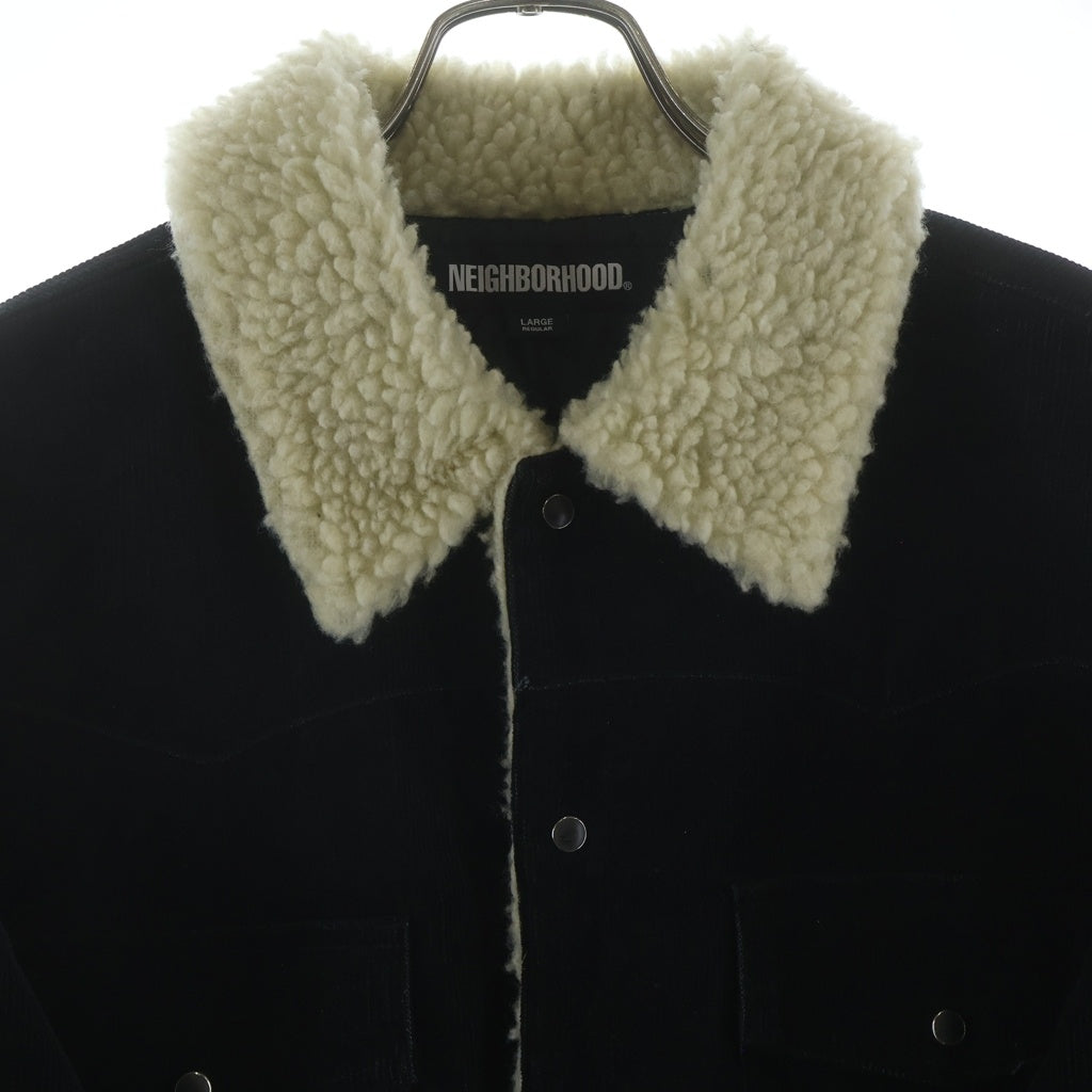 NEIGHBORHOOD(ネイバーフッド) 22AW CORDUROY WESTERN BOA COAT 222UTNH-SHM03 コーデュロイ ウエスタン ボアコート ブルゾンジャケット ブラック