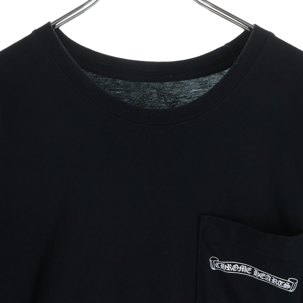 CHROME HEARTS(クロムハーツ) CH T-SHIRT スクロールラベルプリント クルーネック ポケット 半袖Tシャツ カットソー ブラック
