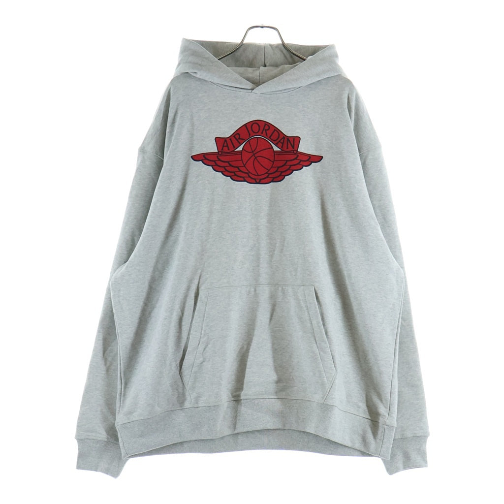 SAINT MICHAEL(セントマイケル) ×JORDAN SM FLEECE L/S HOODIE フロントロゴプリント プルオーバーパーカーフーディー グレー FV4718-050