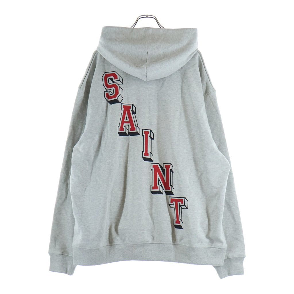 SAINT MICHAEL(セントマイケル) ×JORDAN SM FLEECE L/S HOODIE フロントロゴプリント プルオーバーパーカーフーディー グレー FV4718-050
