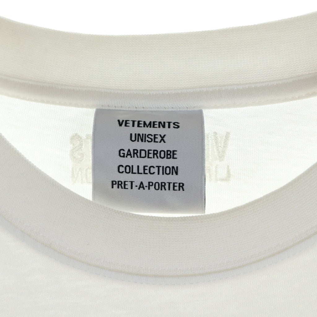 VETEMENTS(ヴェトモン) My Name Is tag-print T-shirt マイネームイズ クルーネック半袖Tシャツ ホワイト UE52TR140W