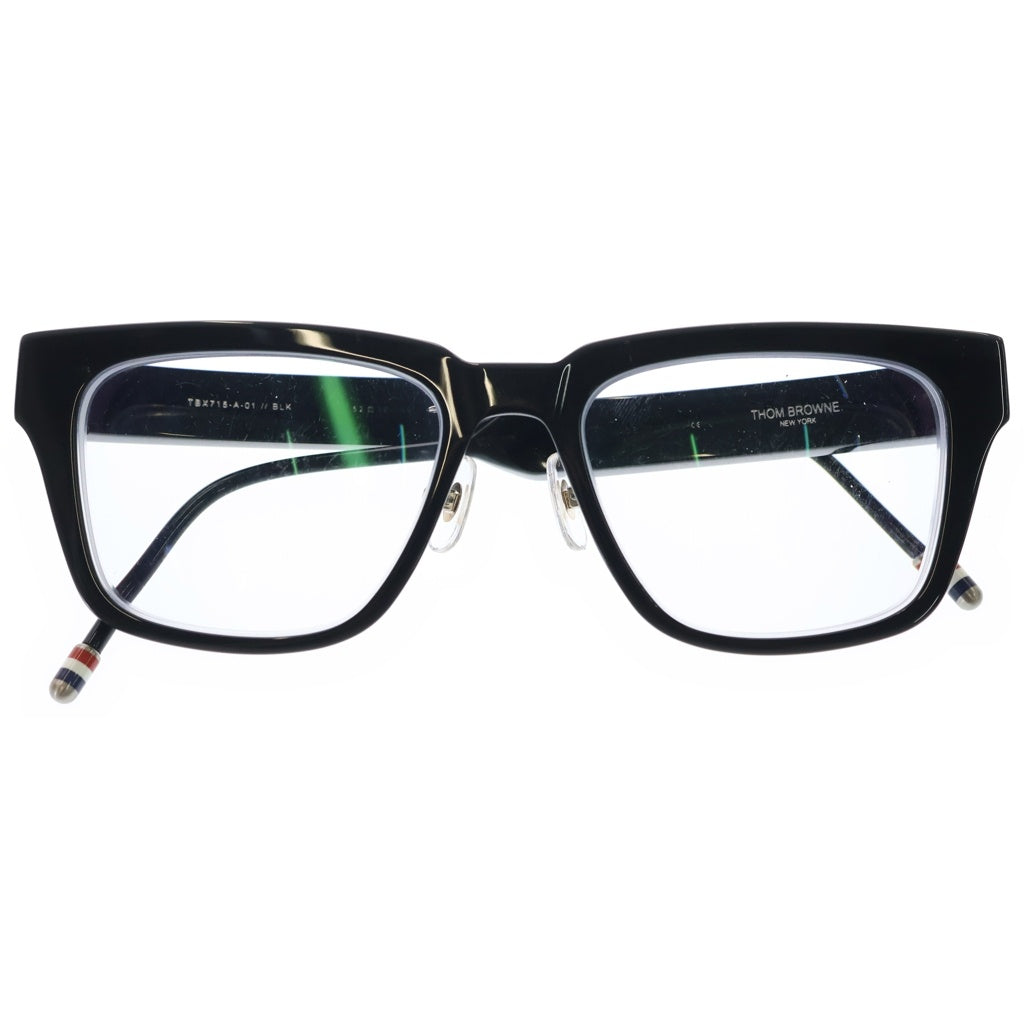 THOM BROWNE(トムブラウン) 21AW ウェリントン トリコロールクリアフレームアイウェア ブラック TB-715-TBX715-A-01
