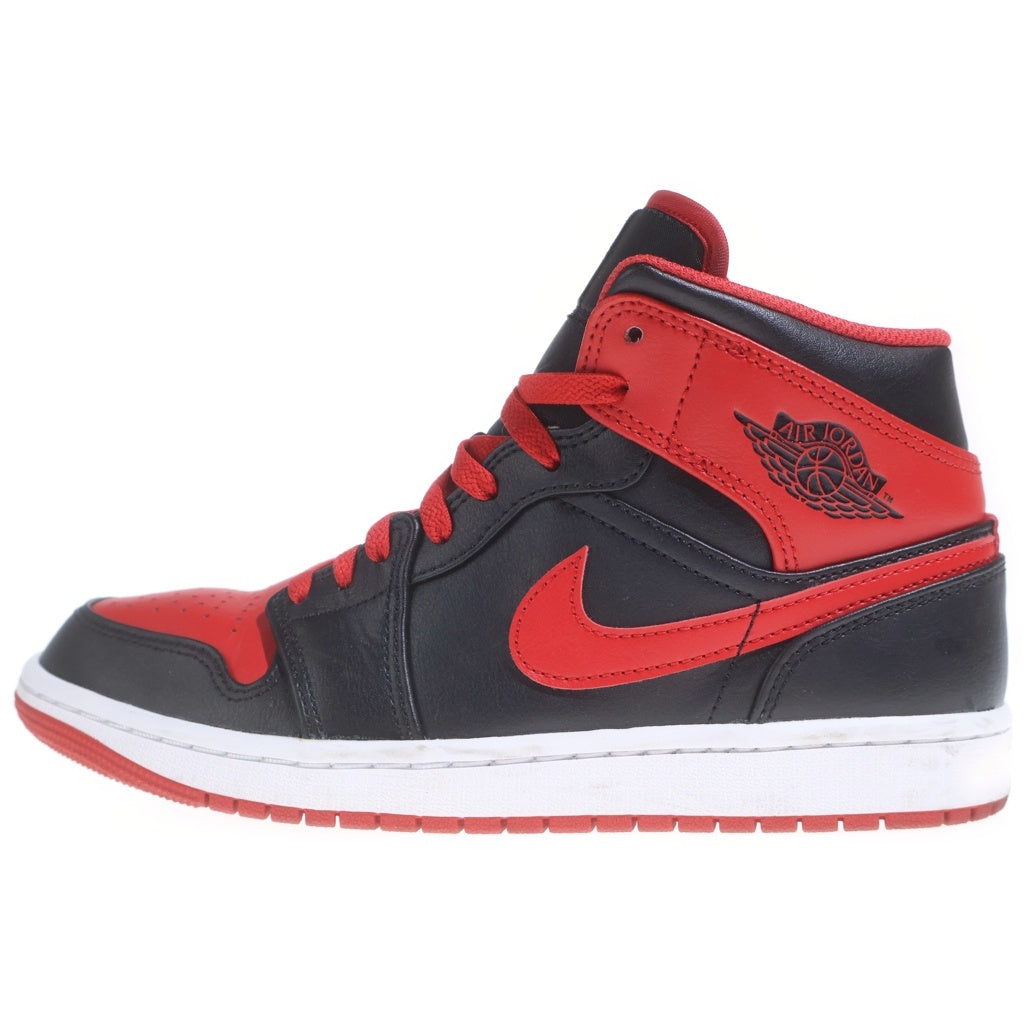 NIKE(ナイキ) Air Jordan 1 Mid Bred Toe ナイキ エアジョーダン1 ミッド ブレッドトゥミッドカットスニーカー ブラック/レッド US8/26cm DQ8426-060