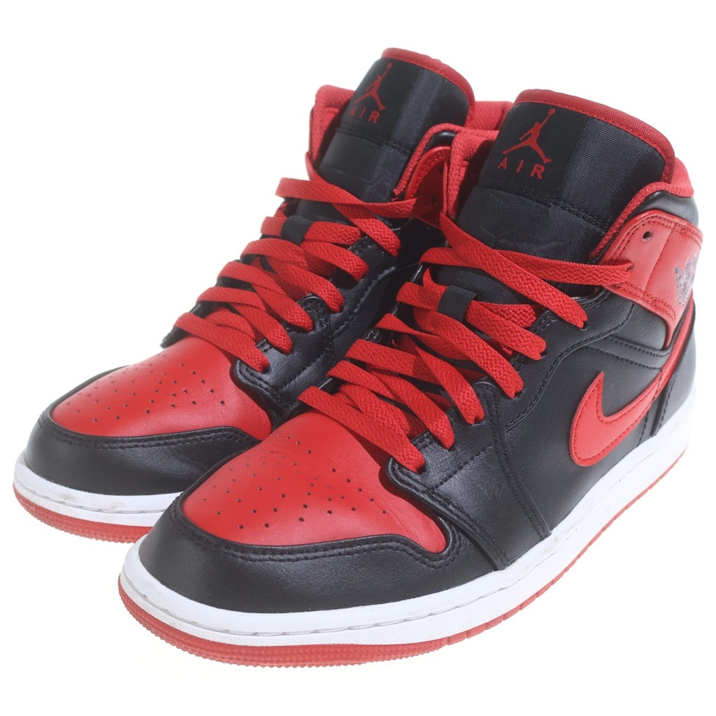 NIKE(ナイキ) Air Jordan 1 Mid Bred Toe ナイキ エアジョーダン1 ミッド ブレッドトゥミッドカットスニーカー ブラック/レッド US8/26cm DQ8426-060