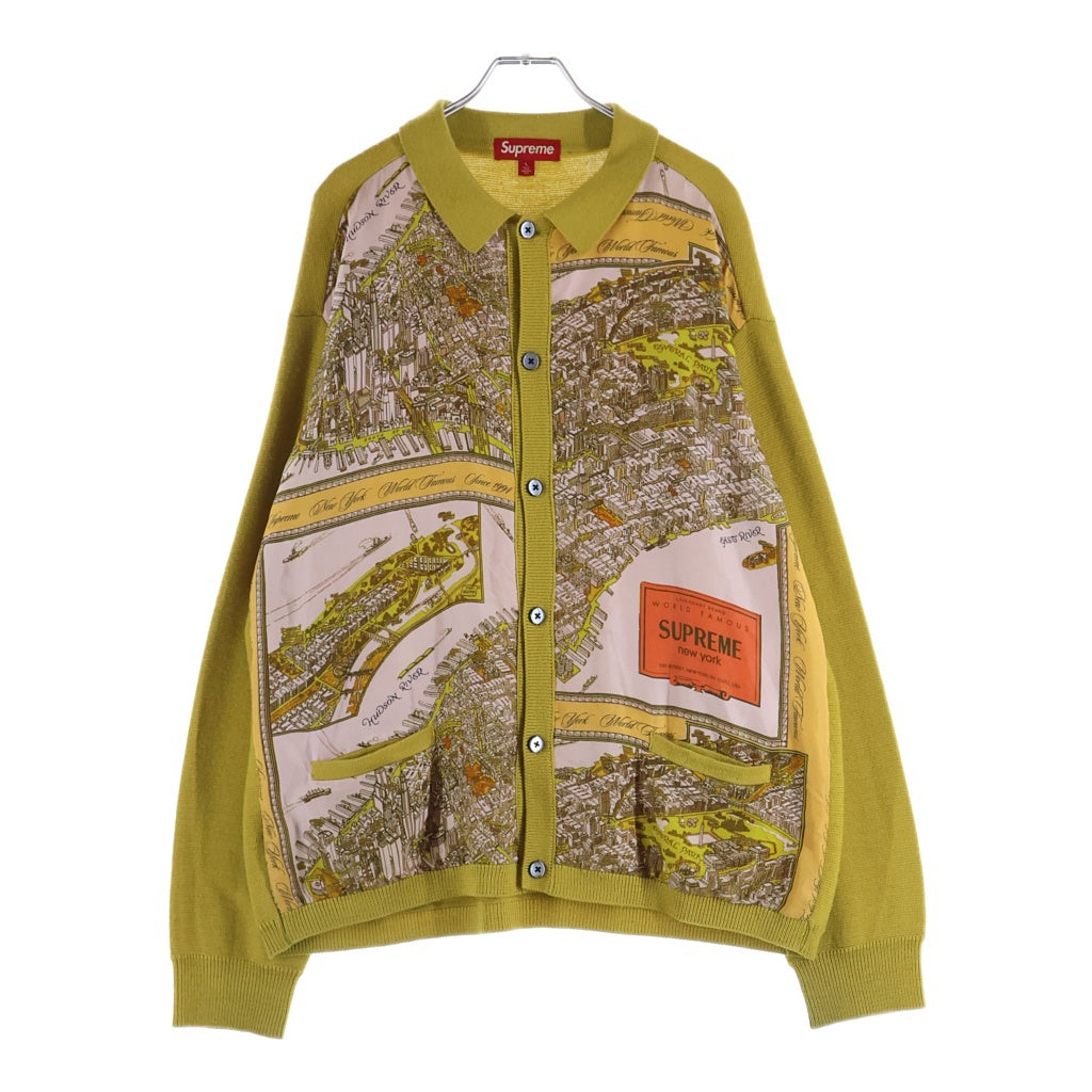 SUPREME(シュプリーム) 23AW Silk Map Cardigan シルクマップ 長袖ニットカーディガン イエロー