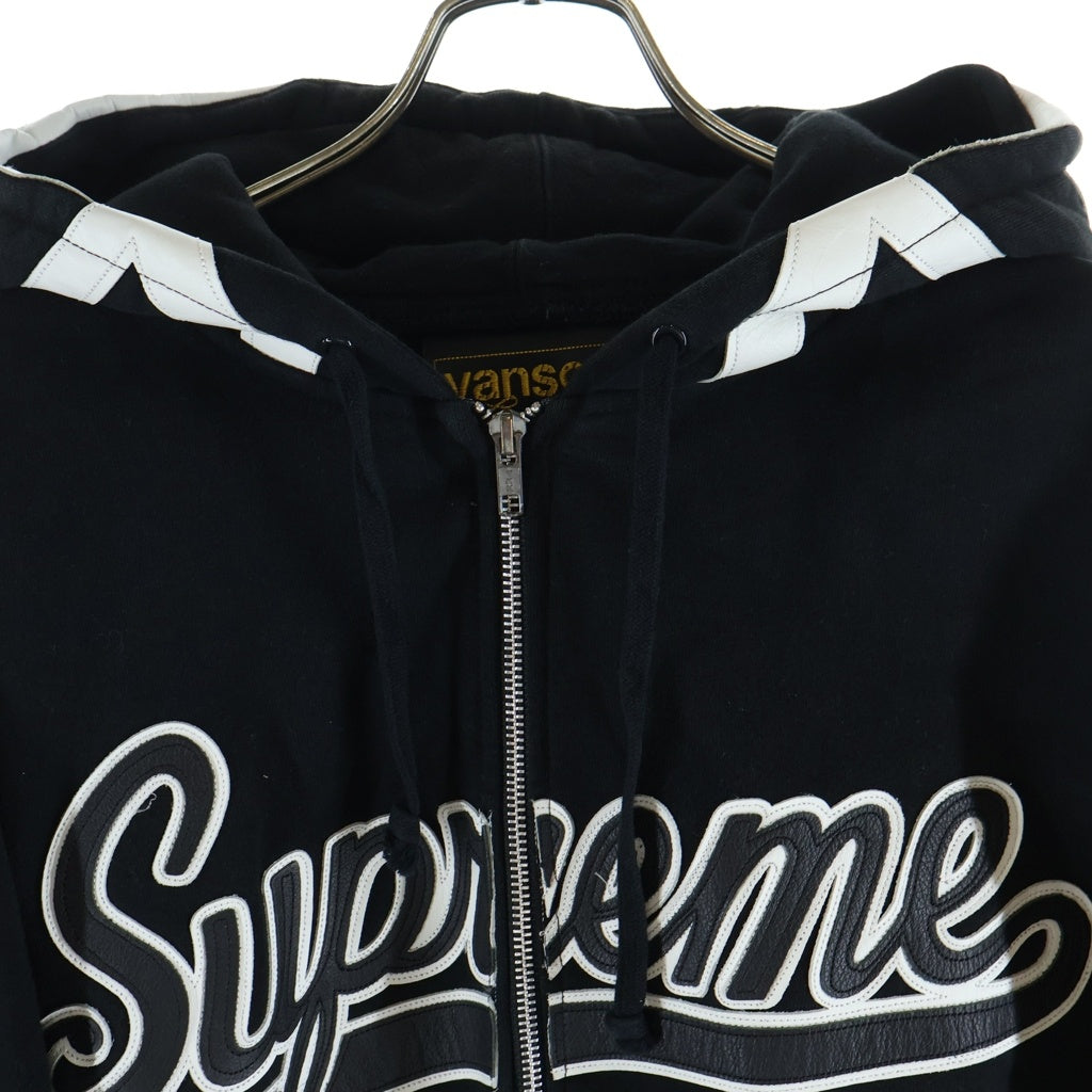 SUPREME(シュプリーム) 21SS ×VANSON LEATHER SPIDER WEB ZIP UP HOODED SWEATSHIRT バンソン レザー スパイダー ウェブ ジップアップパーカー フーディ ブラック