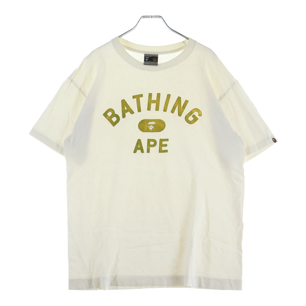 A BATHING APE エイプ カレッジロゴ ロンT ホワイト M A BATHING APE(アベイシングエイプ) エイプ 90S COLLEGEE TEE 初期タグ
