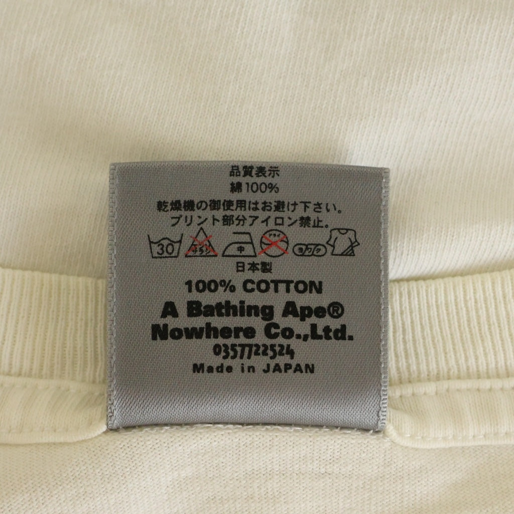 A BATHING APE(アベイシングエイプ) エイプ 90S COLLEGEE TEE 初期タグ シングルステッチ フロントカレッジロゴプリント クルーネック半袖Tシャツカットソー ホワイト