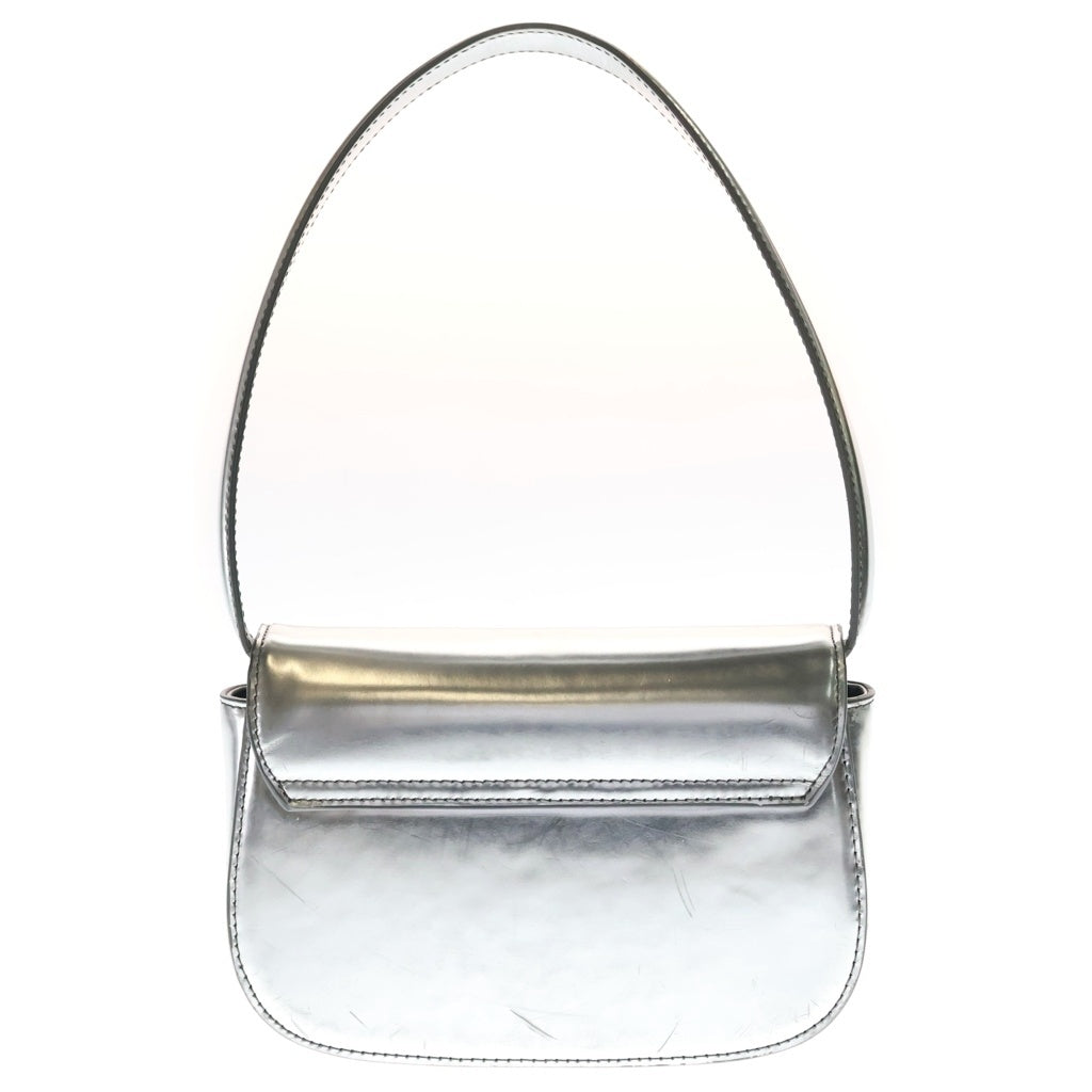 DIESEL(ディーゼル) 1DR SHOULDER BAG SILVER メタリックロゴレザーショルダーバッグ シルバー レディース