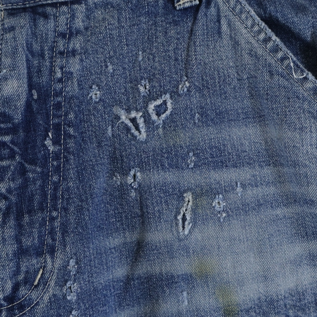 SAINT MICHAEL(セントマイケル) 24AW DENIM DOUBLE KNEE ダブルニー フレアデニムパンツ リペア加工 インディゴ SM-YS1-0000-066