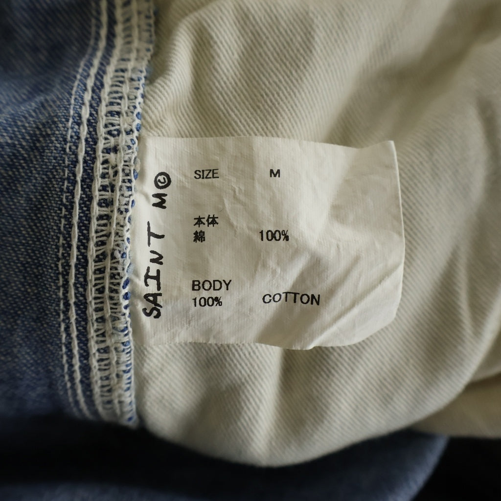 SAINT MICHAEL(セントマイケル) 24AW DENIM DOUBLE KNEE ダブルニー フレアデニムパンツ リペア加工 インディゴ SM-YS1-0000-066
