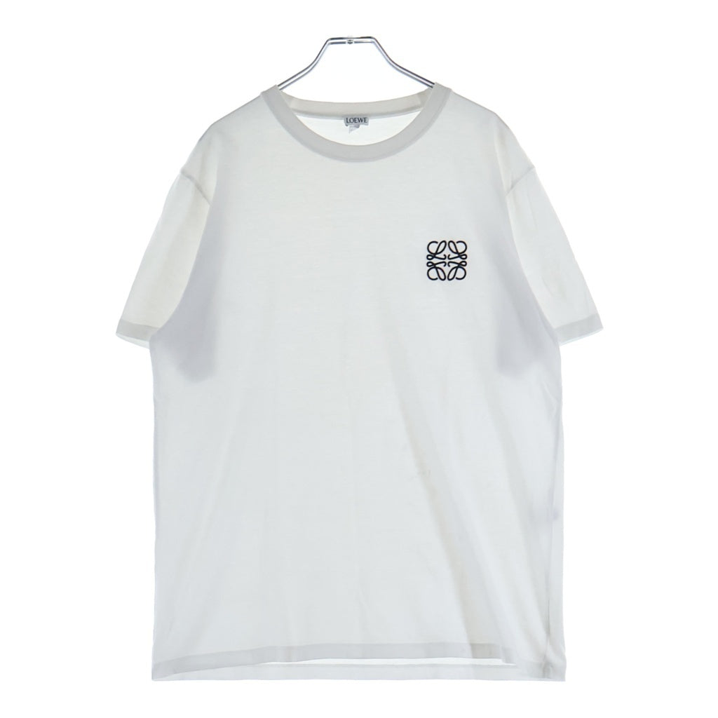 LOEWE(ロエベ) アナグラムロゴ刺繍 クルーネック半袖Tシャツカットソー ホワイト H526Y22X75