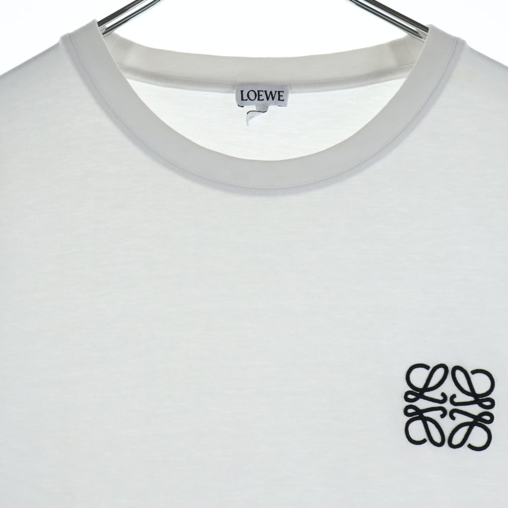 LOEWE(ロエベ) アナグラムロゴ刺繍 クルーネック半袖Tシャツカットソー ホワイト H526Y22X75