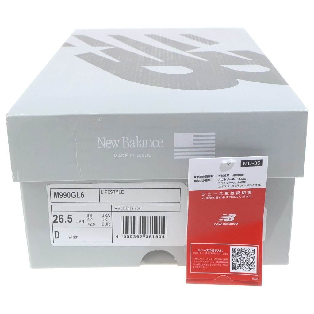 New Balance(ニューバランス) New Balance 990V6 Gray Heel Logo NB ニューバランス 990V6 グレー ヒールロゴ NB ローカットスニーカー グレー M990GL6