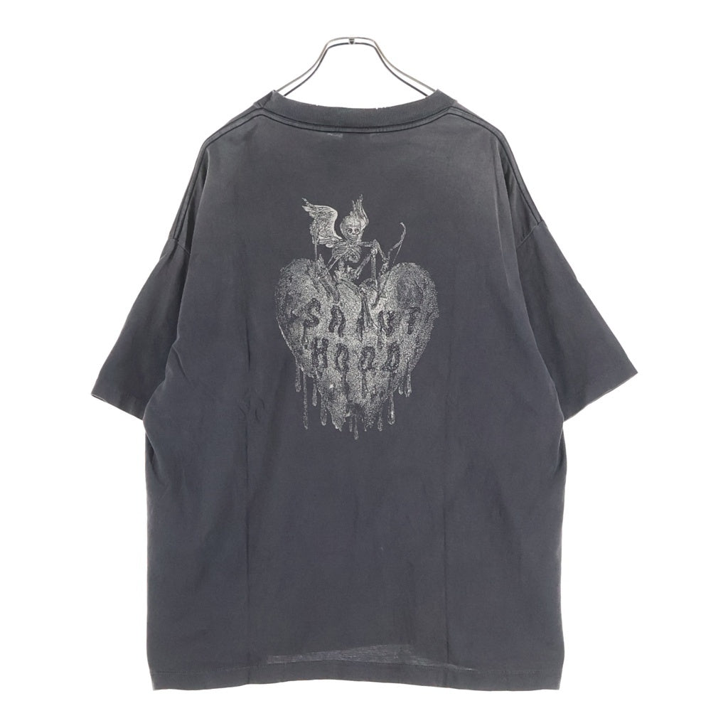 SAINT MICHAEL(セントマイケル) 25SS ×ネイバーフッド フィアレス ヴィンテージ加工 両面プリントTシャツ 半袖クルーネック グレー SM-HR8-0000-C70