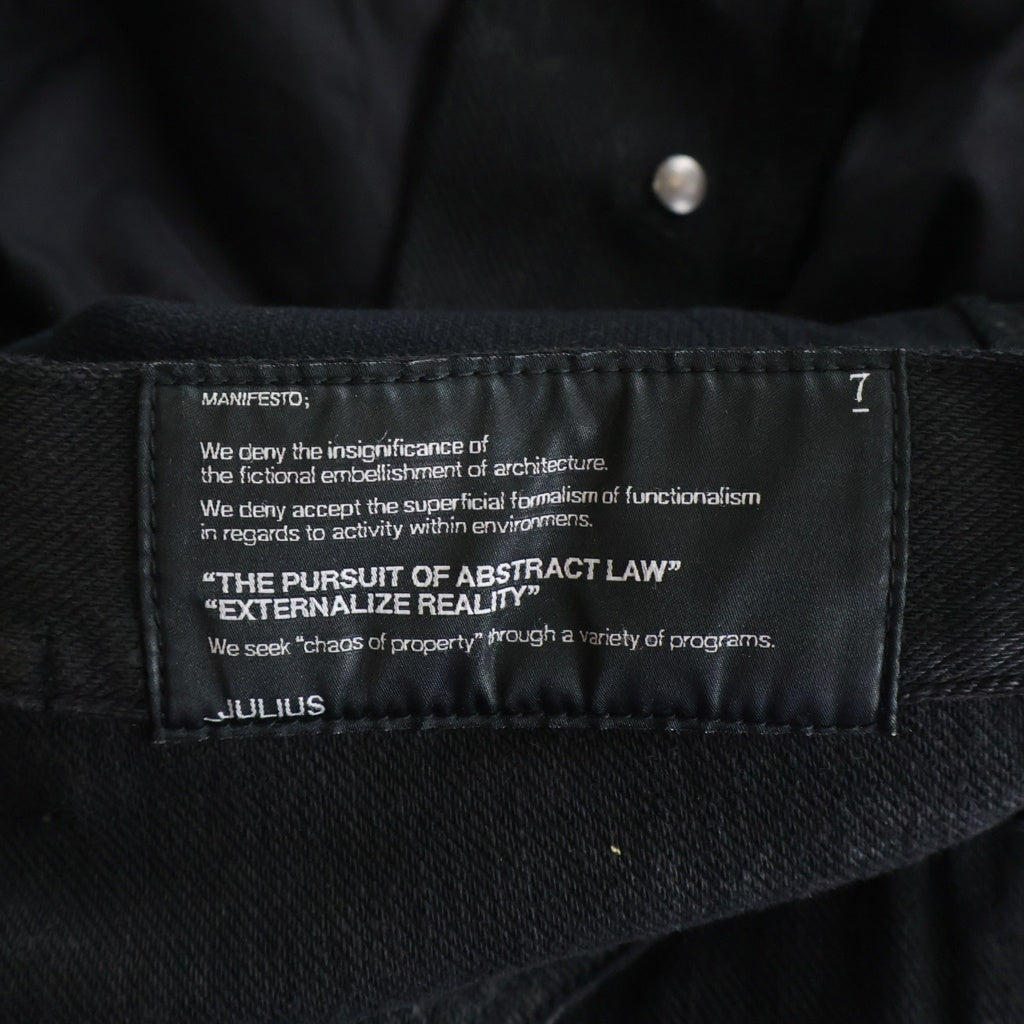 JULIUS(ユリウス) 14SS CRACK KNIT DENIM コーティングスキニーカーゴパンツ ブラック