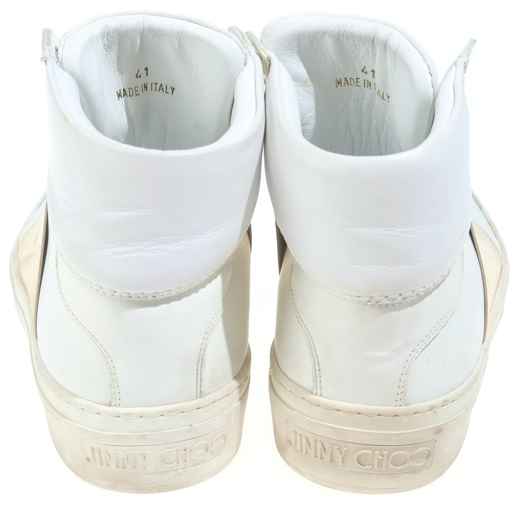 JIMMY CHOO(ジミーチュウ) Mat Calf Gold Metallic High Cut Sneaker マット カーフ ゴールドメタリック ハイカットスニーカー ホワイト