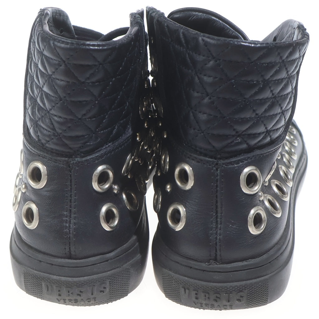 VERSUS VERSACE(ヴェルサス ヴェルサーチ) LEATHER HIGH CUT SNEAKER パンチング レザー ハイカットスニーカー ブラック