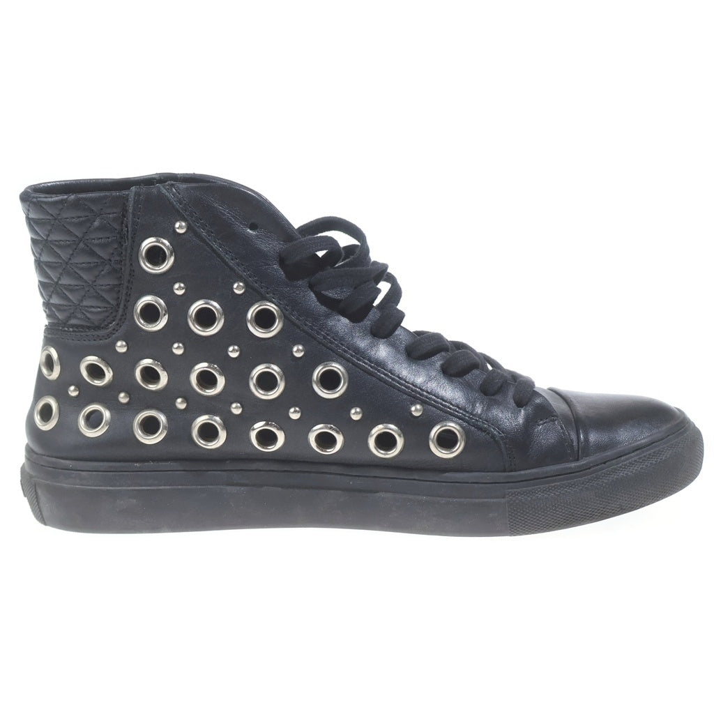 VERSUS VERSACE(ヴェルサス ヴェルサーチ) LEATHER HIGH CUT SNEAKER パンチング レザー ハイカットスニーカー ブラック