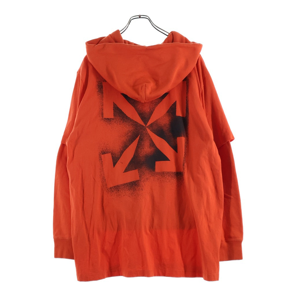 OFF-WHITE(オフホワイト) 20AW Logo Slim Sweatshirt OMBB052E20FLE001 バックアロープリントレイヤード プルオーバーパーカー フーディ オレンジ