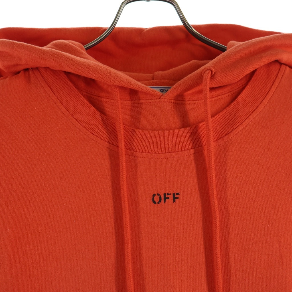 OFF-WHITE(オフホワイト) 20AW Logo Slim Sweatshirt OMBB052E20FLE001 バックアロープリントレイヤード プルオーバーパーカー フーディ オレンジ