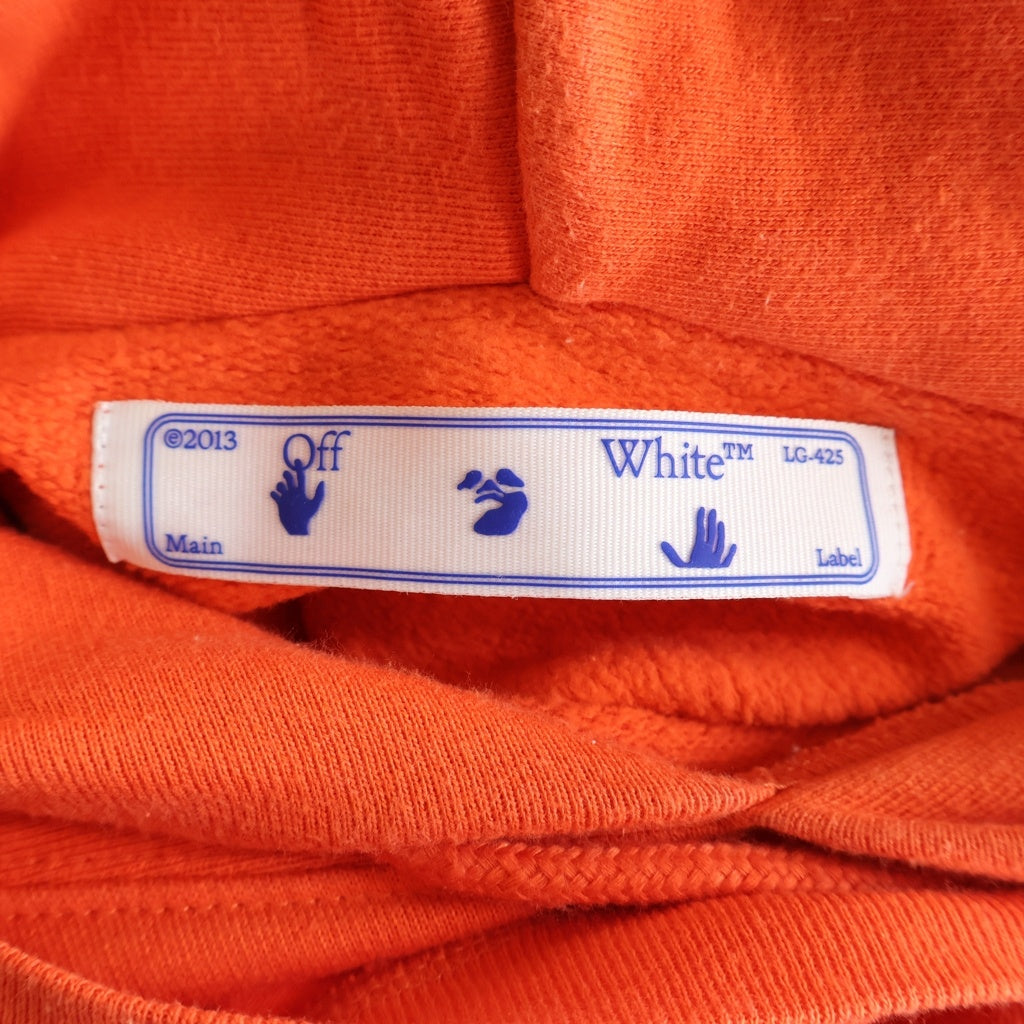 OFF-WHITE(オフホワイト) 20AW Logo Slim Sweatshirt OMBB052E20FLE001 バックアロープリントレイヤード プルオーバーパーカー フーディ オレンジ