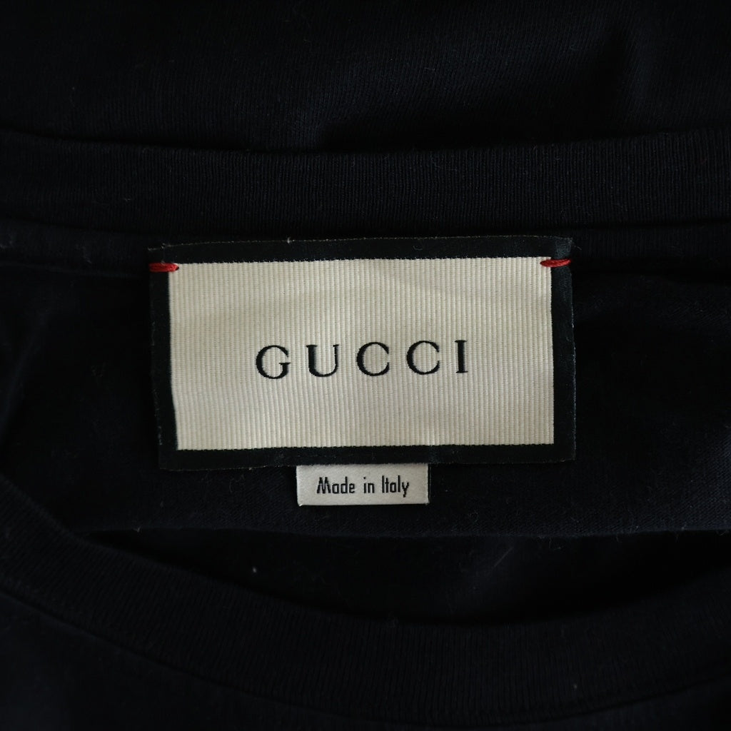 GUCCI(グッチ) Oversize T-shirt With Interlocking G 493117 オーバーサイズ インターロッキングロゴプリント クルーネック半袖Tシャツカットソー ブラック