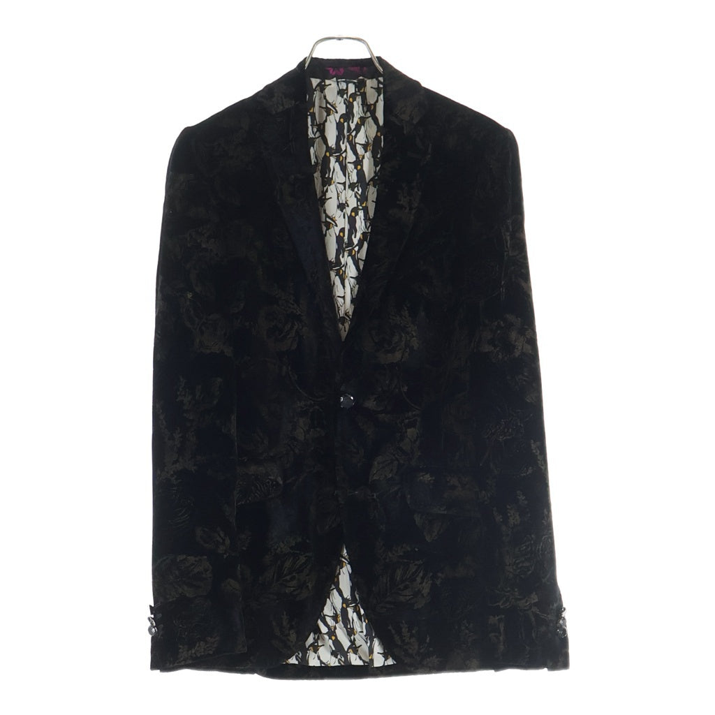 ETRO(エトロ) FLOWER WOOL MIXED TAILORED JACKET 11807 フラワー総柄 ウール混 ベロアテーラードジャケット ブラック