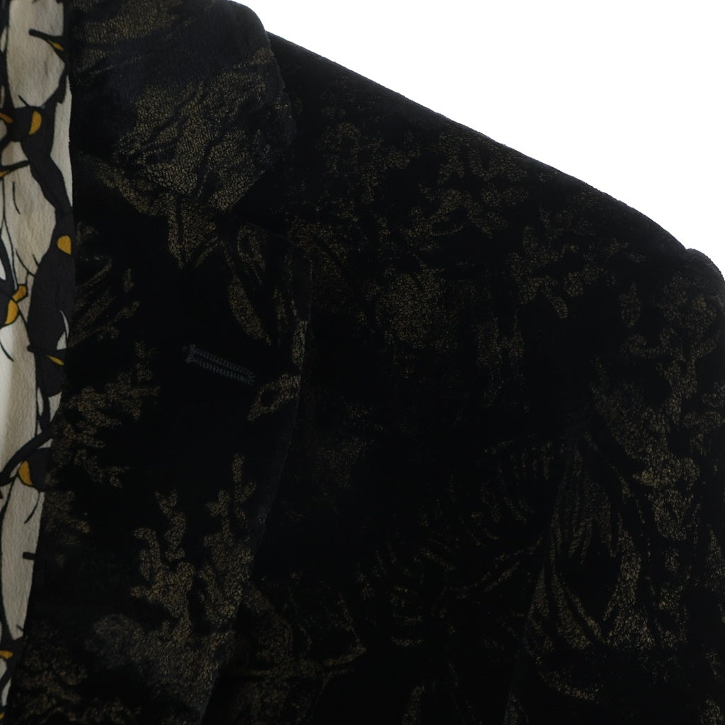 ETRO(エトロ) FLOWER WOOL MIXED TAILORED JACKET 11807 フラワー総柄 ウール混 ベロアテーラードジャケット ブラック