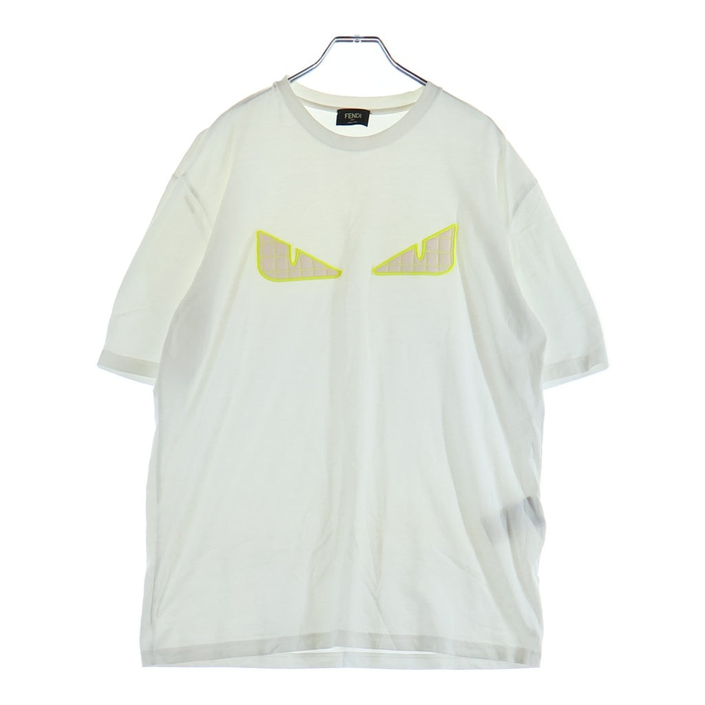 FENDI(フェンディ) MONSTER CREW T-SHIRT FAF538 3D メッシュ FFロゴ クルーネック半袖Tシャツカットソー ホワイト