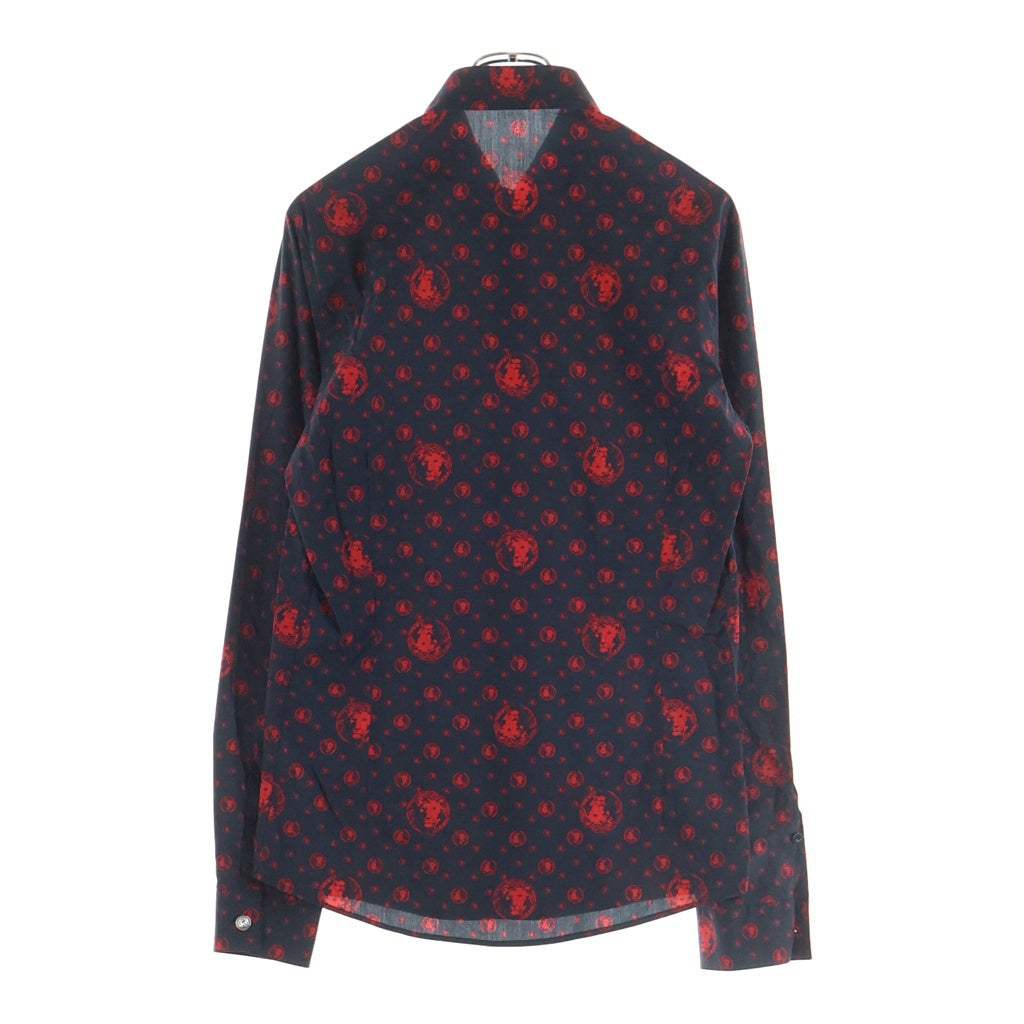 VERSUS VERSACE(ヴェルサス ヴェルサーチ) Lion Print Black Shirt BU20108 ライオンプリント 総柄 長袖コットンシャツ ブラック