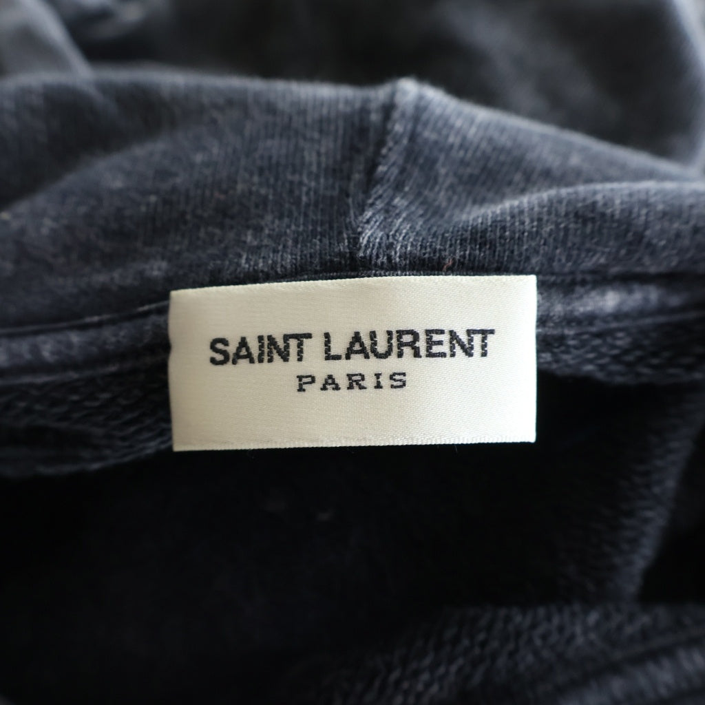 SAINT LAURENT PARIS(サンローランパリ) 18SS Washed Logo Sweatshirt 500648 ウォッシュド加工 フロントロゴプリント プルオーバーパーカー フーディー グレー