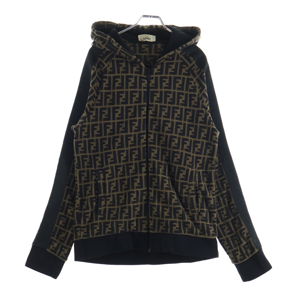 FENDI(フェンディ) FF LOGO ZUCCA ZIP-UP HOODIE FAF533 FFロゴ ズッカ柄 ジップアップパーカー フーディ ブラウン