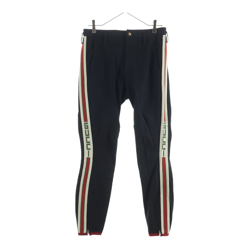 GUCCI(グッチ) 18SS Sideline Stretch Pants 495695 Z7576 サイドラインストレッチコットンパンツ ブラック
