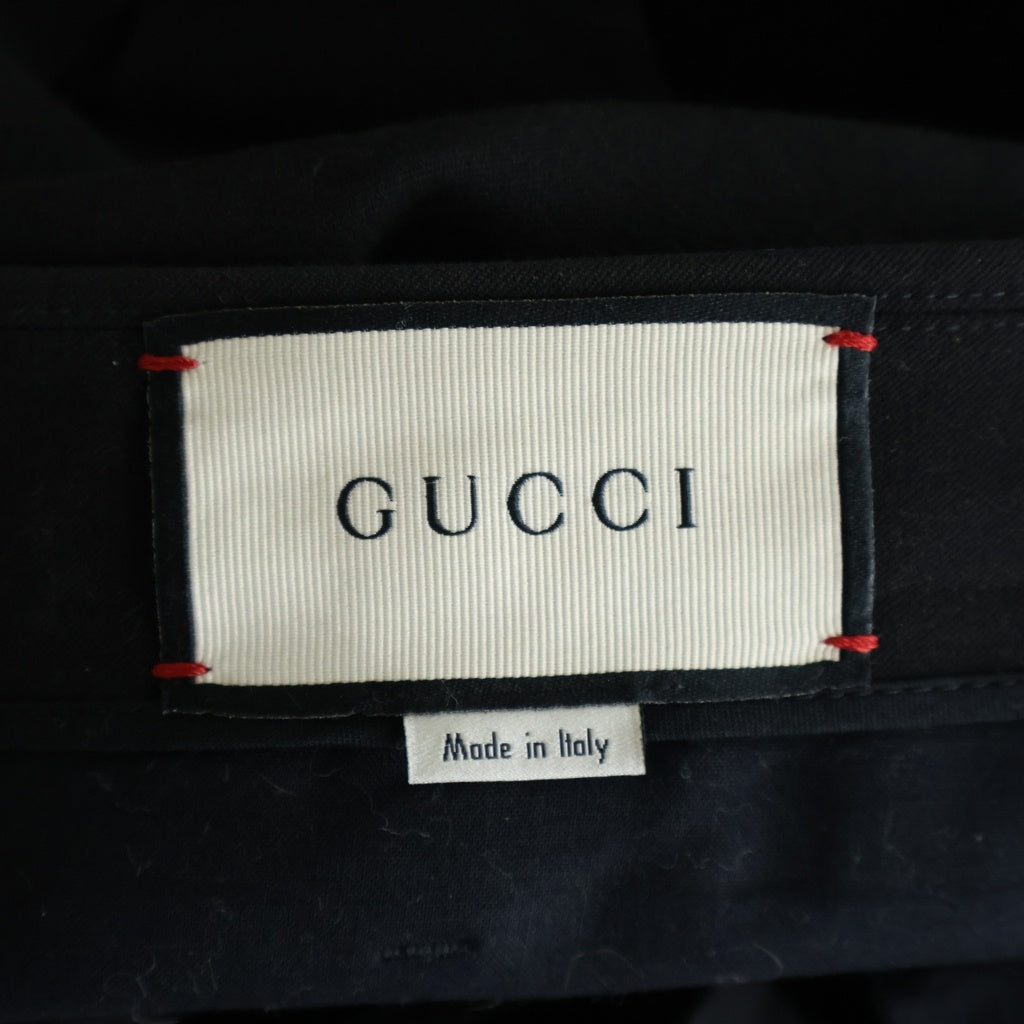 GUCCI(グッチ) 18SS Sideline Stretch Pants 495695 Z7576 サイドラインストレッチコットンパンツ ブラック