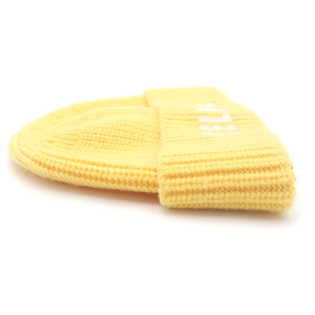 CELINE(セリーヌ) EMBROIDERED KNIT WOOL 2A61W535Q フロントロゴ刺繍 ウール ニットビーニー 帽子 イエロー
