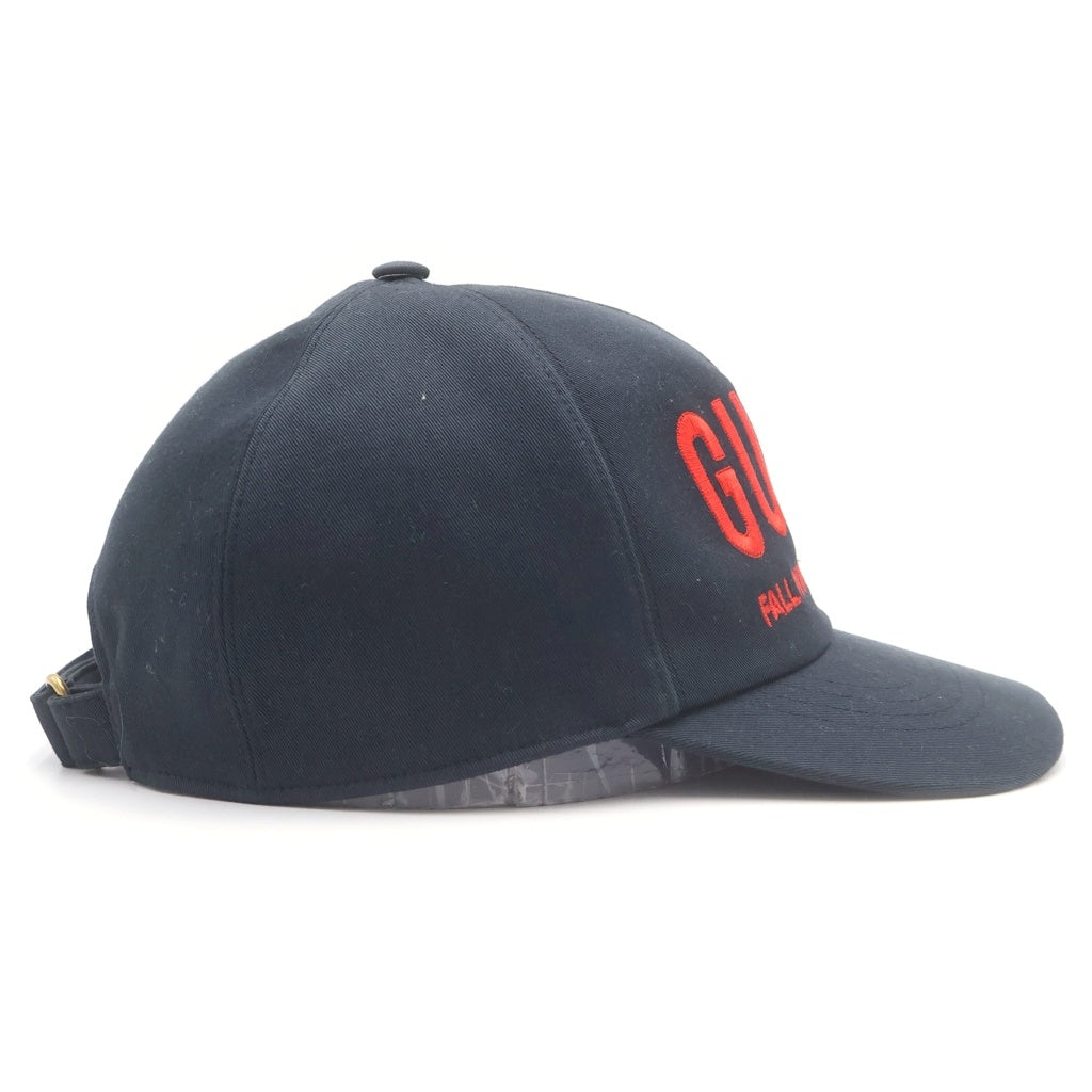 GUCCI(グッチ) EMBROIDERED LOGO BASEBALL CAP 596211 ロゴ刺繍 ベースボールキャップ 帽子 ブラック