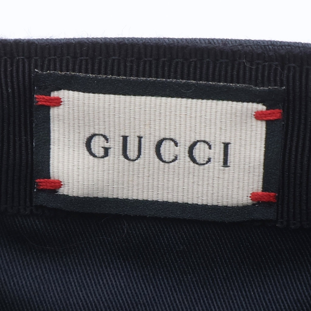 GUCCI(グッチ) EMBROIDERED LOGO BASEBALL CAP 596211 ロゴ刺繍 ベースボールキャップ 帽子 ブラック