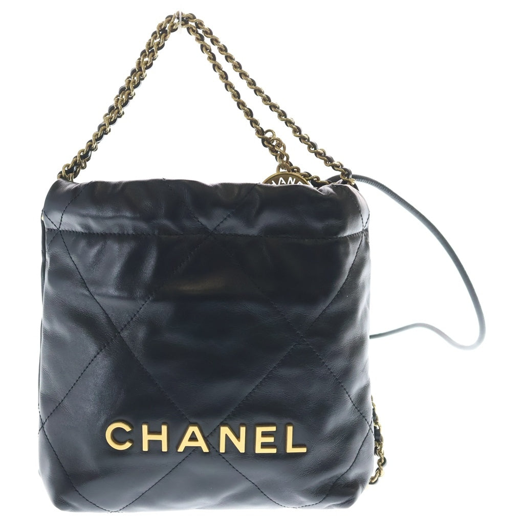 CHANEL(シャネル) シャネル22 ラムスキン チェーンミニショルダーバッグ ブラック レディース