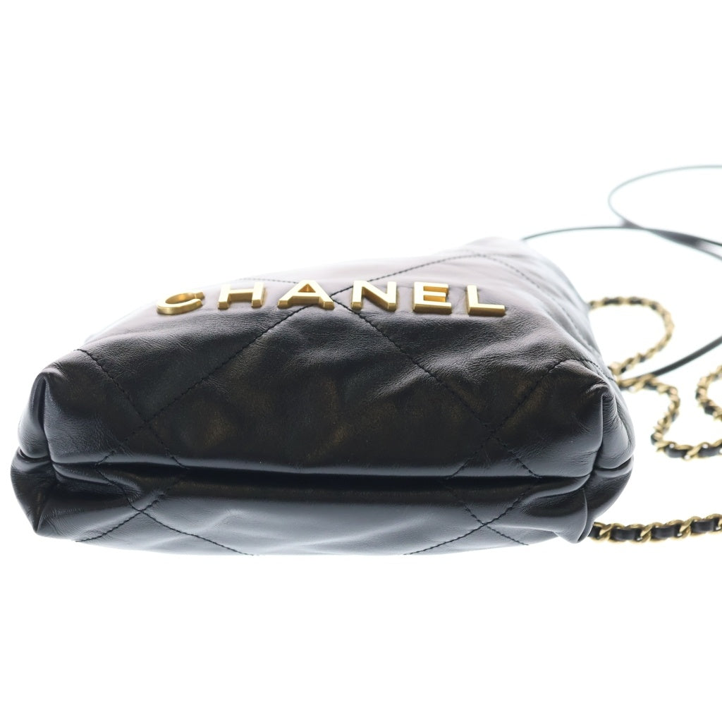 CHANEL(シャネル) シャネル22 ラムスキン チェーンミニショルダーバッグ ブラック レディース