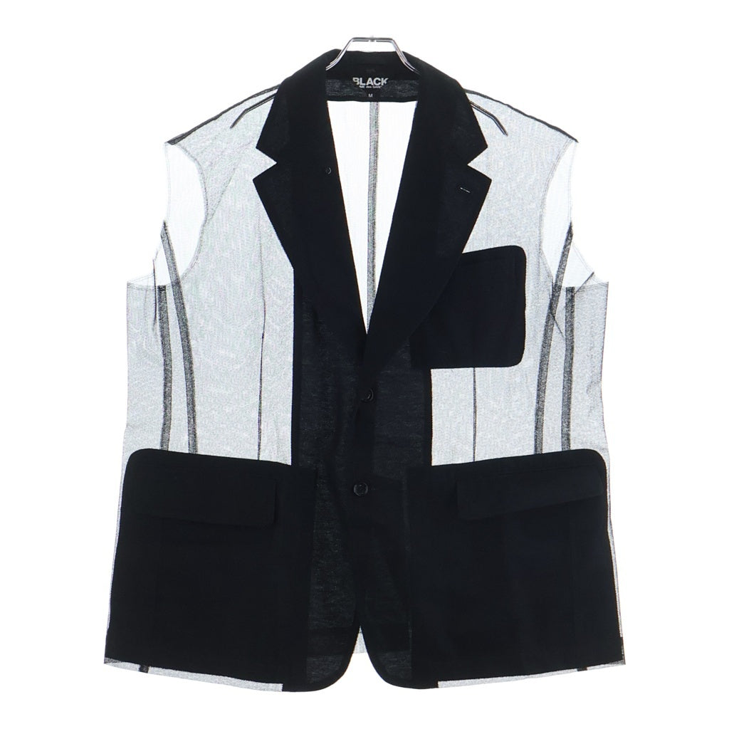 BLACK COMME des GARCONS(ブラックコムデギャルソン) 25SS ナイロンチュール メッシュ ノースリーブシャツ ブラック 1O-J021