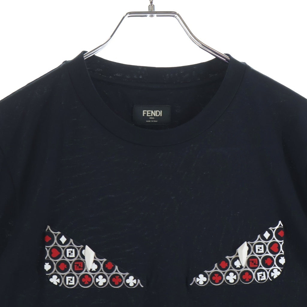 FENDI(フェンディ) モンスターアイ バッグバグズ プリント クルーネック半袖Tシャツカットソー ブラック FY0894 A6ZD